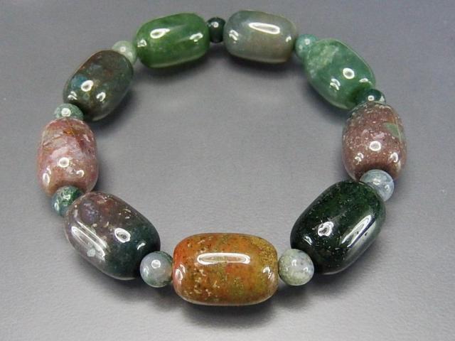 多色モスアゲート円柱形デザインブレスレット天然石自然の景色 < 男性アクセサリー/時計  多色モスアゲート円柱形デザインブレスレット天然石自然の景色 < 男性アクセサリー/時計の