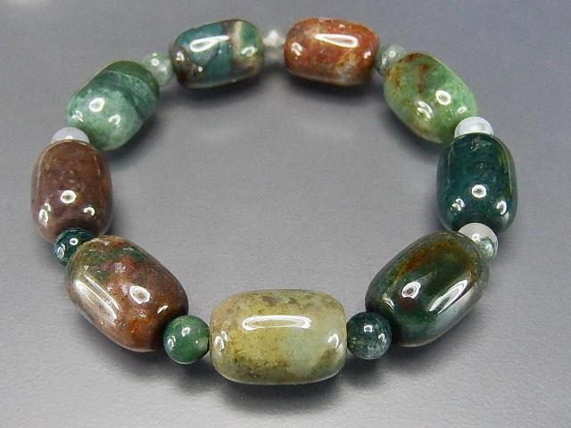 多色モスアゲート円柱形デザインブレスレット天然石自然の景色 < 男性アクセサリー/時計  多色モスアゲート円柱形デザインブレスレット天然石自然の景色 < 男性アクセサリー/時計の