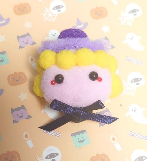 ハンドメイド♪ポンポンフェイスブローチ★ハロウィンver★魔女っ子 < ペット/手芸/園芸  ハンドメイド♪ポンポンフェイスブローチ★ハロウィンver★魔女っ子  < ペット/手芸/園芸の
