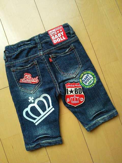 新品ワッペンデニムハーフパンツ95ベビドBABYDOLLベビードール < ブランド 新品ワッペンデニムハーフパンツ95ベビドBABYDOLLベビードール < ブランドの