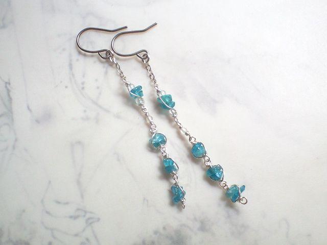 *ネオンブルーアパタイトのロングピアス*sv 16021 < 女性アクセサリー/時計 *ネオンブルーアパタイトのロングピアス*sv 16021 < 女性アクセサリー/時計の