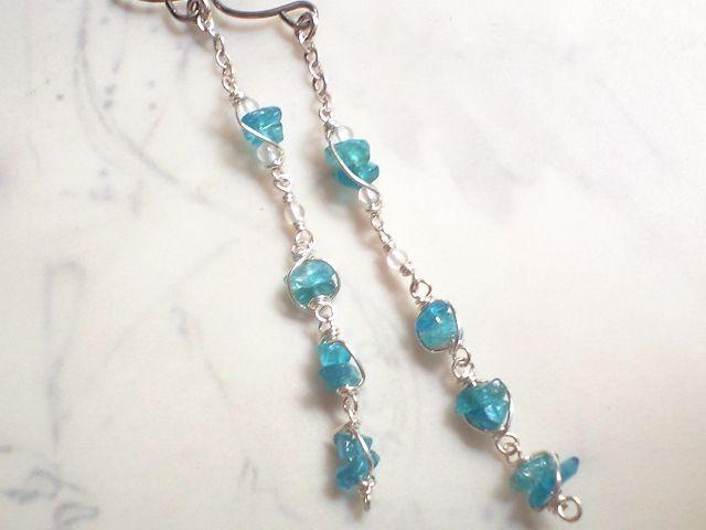 *ネオンブルーアパタイトのロングピアス*sv 16021 < 女性アクセサリー/時計 *ネオンブルーアパタイトのロングピアス*sv 16021 < 女性アクセサリー/時計の