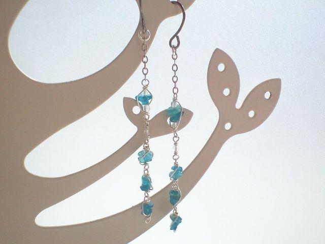 *ネオンブルーアパタイトのロングピアス*sv 16021 < 女性アクセサリー/時計 *ネオンブルーアパタイトのロングピアス*sv 16021 < 女性アクセサリー/時計の