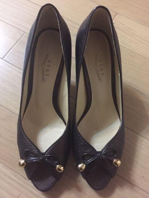 Dixseptオープントゥブラウンハイヒール天然皮革 リボンゴールド < 女性ファッション  Dixseptオープントゥブラウンハイヒール天然皮革 リボンゴールド  < 女性ファッションの