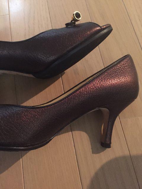 Dixseptオープントゥブラウンハイヒール天然皮革 リボンゴールド < 女性ファッション  Dixseptオープントゥブラウンハイヒール天然皮革 リボンゴールド < 女性ファッションの