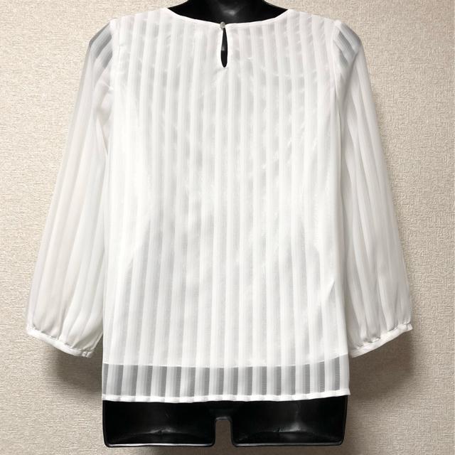 【新品】ストライプ織シフォン☆ジャボ付シアーブラウス < 女性ファッション  【新品】ストライプ織シフォン☆ジャボ付シアーブラウス < 女性ファッションの