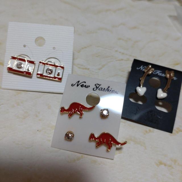 カメラ&恐竜&ラインストーンとハートモチーフピアスセット < 女性アクセサリー/時計 カメラ&恐竜&ラインストーンとハートモチーフピアスセット < 女性アクセサリー/時計の