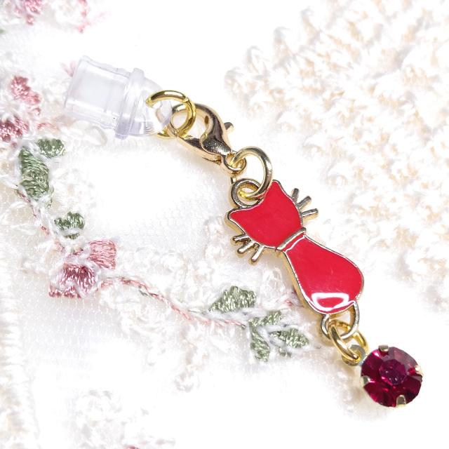 ハンドメイド☆コネクターキャップ☆type-C専用☆猫 赤 < 女性ファッション ハンドメイド☆コネクターキャップ☆type-C専用☆猫 赤 < 女性ファッションの