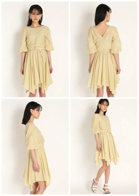 シアーイレギュラーヘムワンピース黄色アシメシースルーパフスリ < ブランド シアーイレギュラーヘムワンピース黄色アシメシースルーパフスリ < ブランドの