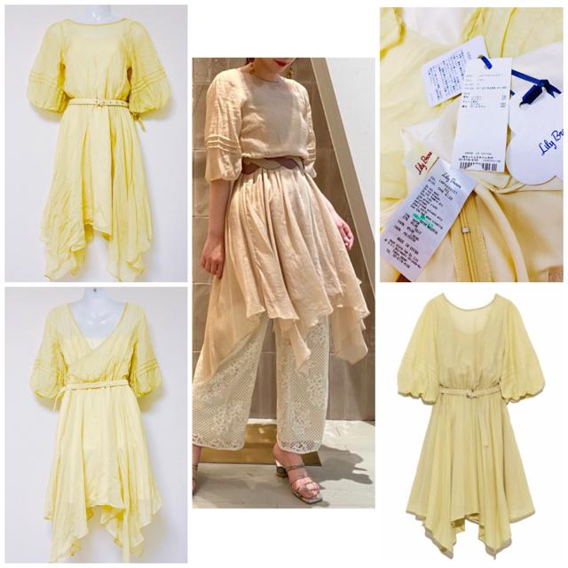 シアーイレギュラーヘムワンピース黄色アシメシースルーパフスリ < ブランド シアーイレギュラーヘムワンピース黄色アシメシースルーパフスリ < ブランドの