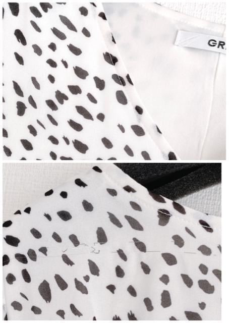 GRLグレイルダルメシアン柄ワンピースドットシフォンロングマキシワンピ編み上げレースアップパフスリーブVネック半袖今田美桜白黒 < ブランド  GRLグレイルダルメシアン柄ワンピースドットシフォンロングマキシワンピ編み上げレースアップパフスリーブVネック半袖今田美桜白黒 < ブランドの