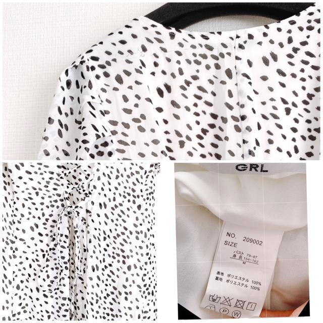 GRLグレイルダルメシアン柄ワンピースドットシフォンロングマキシワンピ編み上げレースアップパフスリーブVネック半袖今田美桜白黒 < ブランド  GRLグレイルダルメシアン柄ワンピースドットシフォンロングマキシワンピ編み上げレースアップパフスリーブVネック半袖今田美桜白黒 < ブランドの