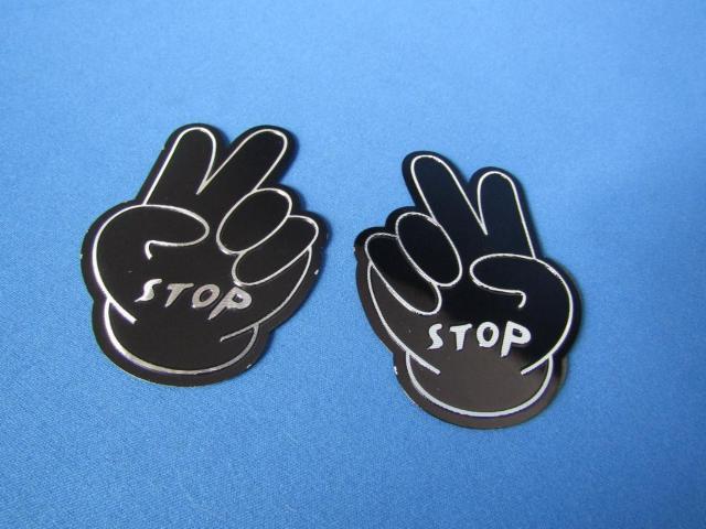STOP!PEACE ピース Sign アルミクラフト製デカール BLACK 〓 2枚SET < 自動車/バイク STOP!PEACE ピース Sign アルミクラフト製デカール BLACK 〓 2枚SET < 自動車/バイク