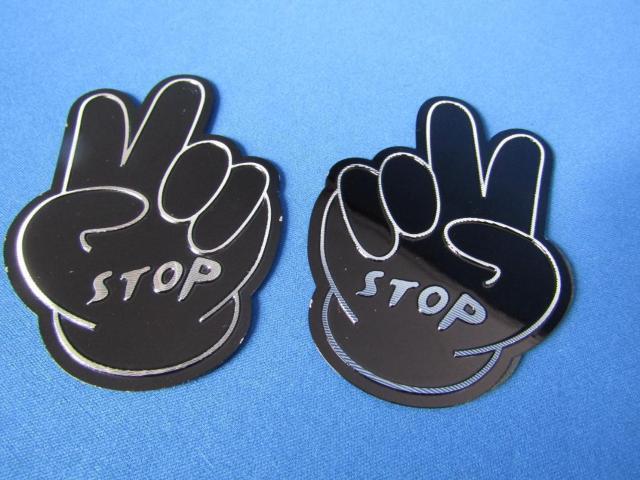 STOP!PEACE ピース Sign アルミクラフト製デカール BLACK 〓 2枚SET < 自動車/バイク STOP!PEACE ピース Sign アルミクラフト製デカール BLACK 〓 2枚SET < 自動車/バイク