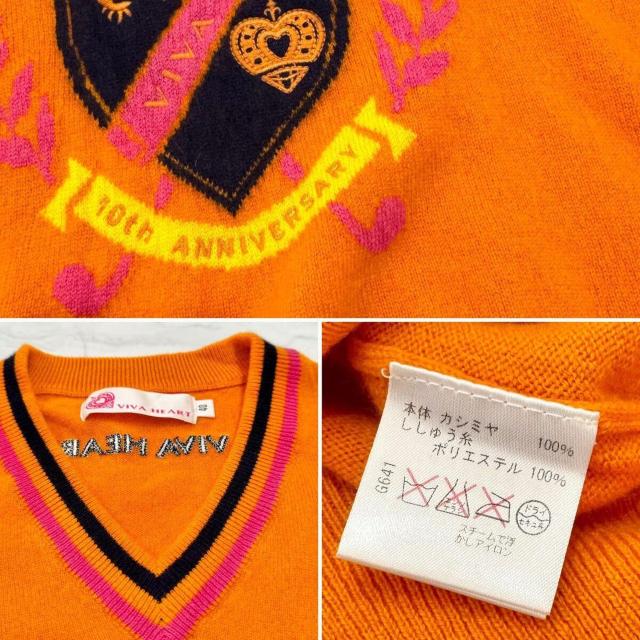 ビバハートVIVA HEART カシミヤ100%セーター#40オレンジ < レジャー/スポーツ ビバハートVIVA HEART カシミヤ100%セーター#40オレンジ < レジャー/スポーツの