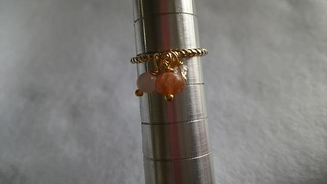 ☆handmadeリング☆マイカサンストーン&ローズクォーツ&カット水晶☆10号☆ < 女性アクセサリー/時計  ☆handmadeリング☆マイカサンストーン&ローズクォーツ&カット水晶☆10号☆ < 女性アクセサリー/時計の