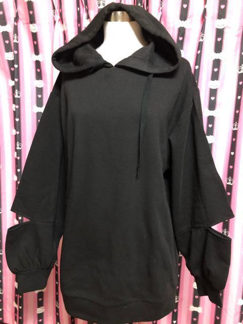 新品タグ無し★3L★裏起毛あり★袖空きシンプルパーカー★黒 < 女性ファッション  新品タグ無し★3L★裏起毛あり★袖空きシンプルパーカー★黒  < 女性ファッションの