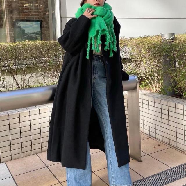 ◆Ungrid/アングリッド◆カラー起毛マフラー★グリーン*大判フリンジストール♪ < ブランド  ◆Ungrid/アングリッド◆カラー起毛マフラー★グリーン*大判フリンジストール♪ < ブランドの
