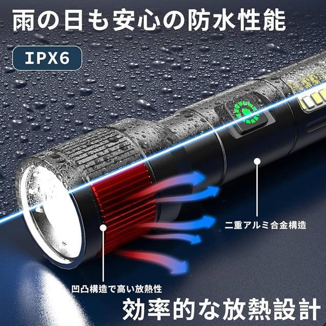 懐中電灯 夜光ライト ハンドヘルドトーチ ledライト/6モード調光/Type-C充電式/電池式スマート急速放熱 可変ズーム < 家電/AV  懐中電灯 夜光ライト ハンドヘルドトーチ ledライト/6モード調光/Type-C充電式/電池式スマート急速放熱 可変ズーム < 家電/AVの
