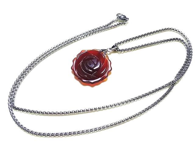 天然石★赤瑪瑙 薔薇彫り ペンダント < 女性アクセサリー/時計 天然石★赤瑪瑙 薔薇彫り ペンダント < 女性アクセサリー/時計の