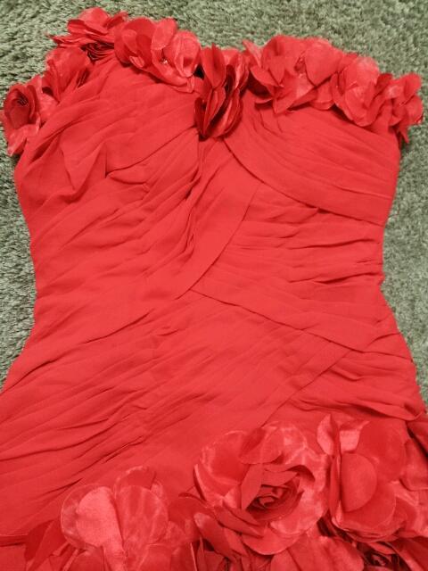 赤ゴージャス立体フラワーお花ビーズベアワンピドレスパーティー < 女性ファッション 赤ゴージャス立体フラワーお花ビーズベアワンピドレスパーティー < 女性ファッションの