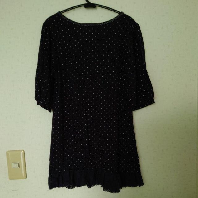 MEGERE◇レディース半袖カットソーM 裾レース 紺色◇中古 < 女性ファッション  MEGERE◇レディース半袖カットソーM 裾レース 紺色◇中古 < 女性ファッションの