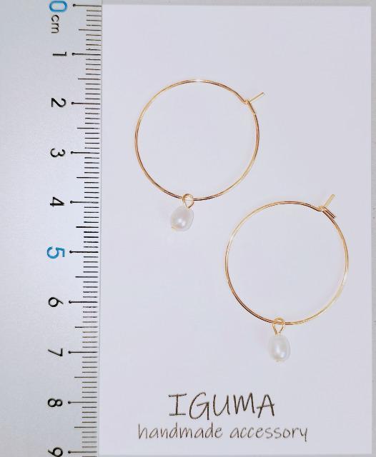 ハンドメイド ゴールドフープピアス 淡水パール < 女性ファッション  ハンドメイド ゴールドフープピアス 淡水パール < 女性ファッションの