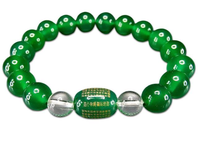 般若心経グリーンアゲート10mmタンプル水晶天然石ブレスレット < 女性アクセサリー/時計  般若心経グリーンアゲート10mmタンプル水晶天然石ブレスレット  < 女性アクセサリー/時計の
