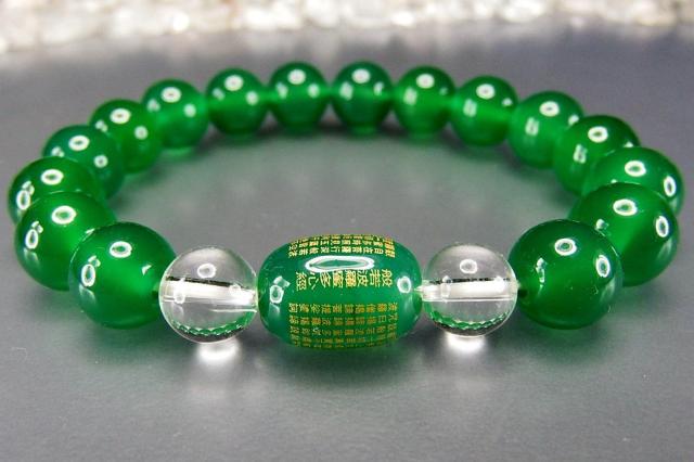 般若心経グリーンアゲート10mmタンプル水晶天然石ブレスレット < 女性アクセサリー/時計  般若心経グリーンアゲート10mmタンプル水晶天然石ブレスレット < 女性アクセサリー/時計の