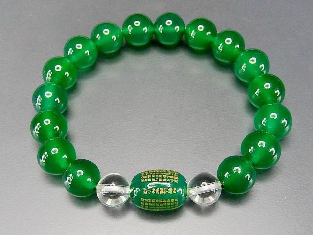 般若心経グリーンアゲート10mmタンプル水晶天然石ブレスレット < 女性アクセサリー/時計  般若心経グリーンアゲート10mmタンプル水晶天然石ブレスレット < 女性アクセサリー/時計の