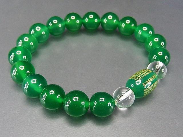 般若心経グリーンアゲート10mmタンプル水晶天然石ブレスレット < 女性アクセサリー/時計  般若心経グリーンアゲート10mmタンプル水晶天然石ブレスレット < 女性アクセサリー/時計の