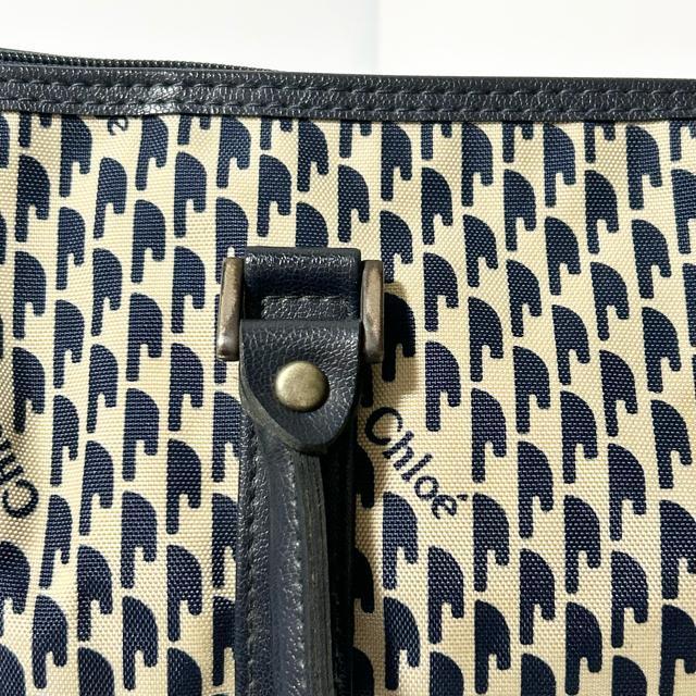 美品 Chloe クロエ ナイロン レザー ハンドバッグ ミニボストン ベージュ ネイビー < ブランド  美品 Chloe クロエ ナイロン レザー ハンドバッグ ミニボストン ベージュ ネイビー < ブランドの