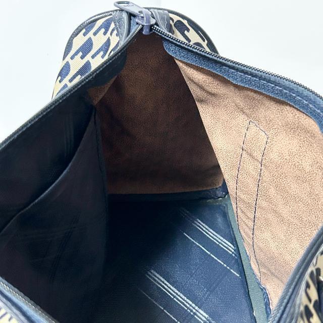 美品 Chloe クロエ ナイロン レザー ハンドバッグ ミニボストン ベージュ ネイビー < ブランド  美品 Chloe クロエ ナイロン レザー ハンドバッグ ミニボストン ベージュ ネイビー < ブランドの