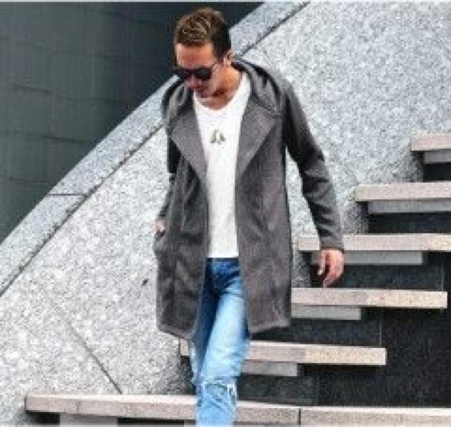 【RUBIK】大人カジュアル キレイ目♪フード付 ニットフリース ロングカーディガン ブラック < 男性ファッション 【RUBIK】大人カジュアル キレイ目♪フード付 ニットフリース ロングカーディガン ブラック < 男性ファッションの