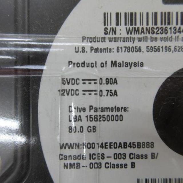 Western Digital S/N WMANS2361344 80.0GB < PC本体/周辺機器  Western Digital S/N WMANS2361344 80.0GB < PC本体/周辺機器の
