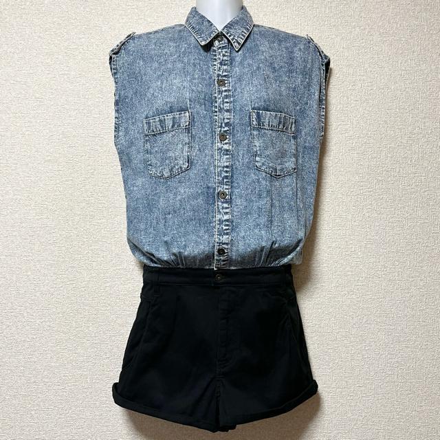 【SPIRAL TEMPT】ダンガリーデニムシャツオールインワン < 女性ファッション 【SPIRAL TEMPT】ダンガリーデニムシャツオールインワン < 女性ファッションの