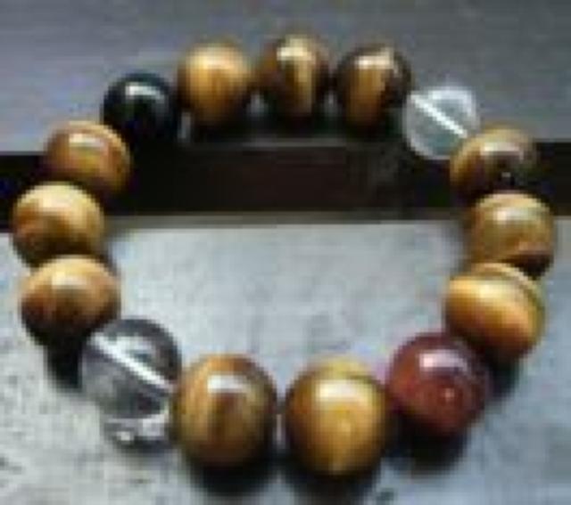 ☆即決☆14ミリ玉3色タイガーアイx水晶ブレスレット < 男性アクセサリー/時計 ☆即決☆14ミリ玉3色タイガーアイx水晶ブレスレット < 男性アクセサリー/時計の