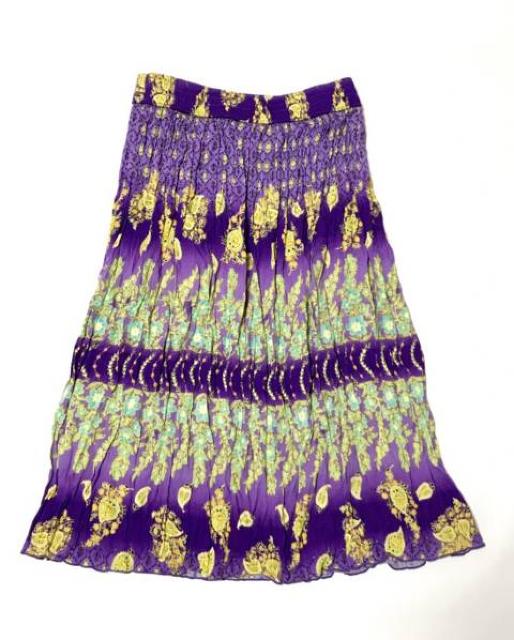 ☆(ゴム)チャイハネ〓タイダイアジアン柄スカート〓シワ加工パープル(F)美品 < 女性ファッション ☆(ゴム)チャイハネ〓タイダイアジアン柄スカート〓シワ加工パープル(F)美品 < 女性ファッションの