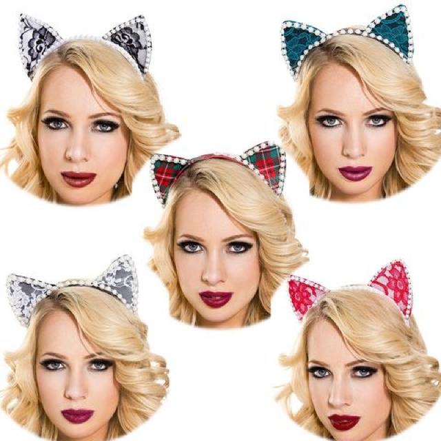 MUSICLEGS パールとレースの猫耳ヘアバンド ホワイト < 女性ファッション  MUSICLEGS パールとレースの猫耳ヘアバンド ホワイト < 女性ファッションの