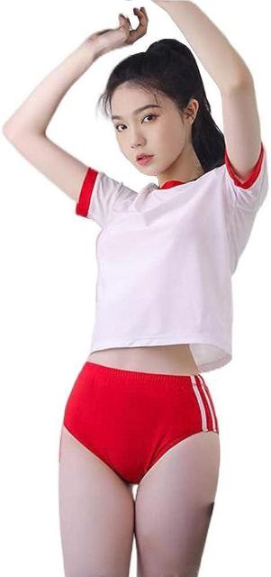 爆ヤス価格1,190円★超人気  ブルマ風のショートパンツがセクシーな体操服のコスプレ衣装 レッド < 女性ファッション  爆ヤス価格1,190円★超人気  ブルマ風のショートパンツがセクシーな体操服のコスプレ衣装 レッド < 女性ファッションの
