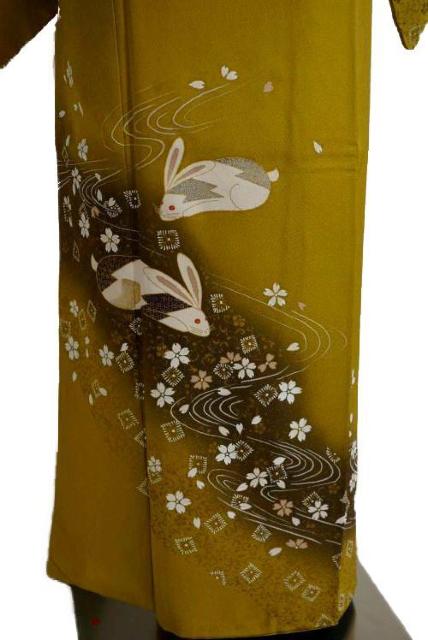 【最高級】新品同様 暈し染め 金彩 兎流水花文 訪問着 袋帯セット 身丈166cm 裄丈66.5cm 長さ444cm T3462 < 女性ファッション  【最高級】新品同様 暈し染め 金彩 兎流水花文 訪問着 袋帯セット 身丈166cm 裄丈66.5cm 長さ444cm T3462 < 女性ファッションの