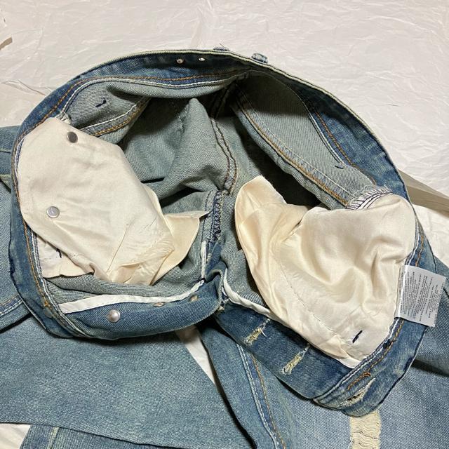 【ノーブランド扱い】 ストレートデニム / ダメージ加工 & ペイント / M < 男性ファッション  【ノーブランド扱い】 ストレートデニム / ダメージ加工 & ペイント / M < 男性ファッションの