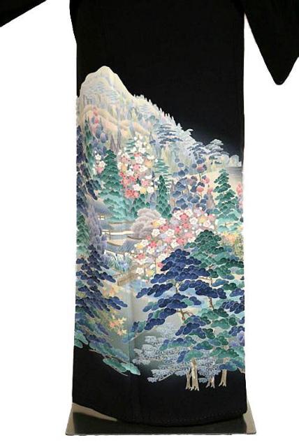 黒留袖 最高峰 新品同様 十日町友禅作家 岡村蒼風 暈し染め 風景文 花柄 比翼付 身丈157.5cm 裄丈63cm T3678 < 女性ファッション 黒留袖 最高峰 新品同様 十日町友禅作家 岡村蒼風 暈し染め 風景文 花柄 比翼付 身丈157.5cm 裄丈63cm T3678 < 女性ファッションの