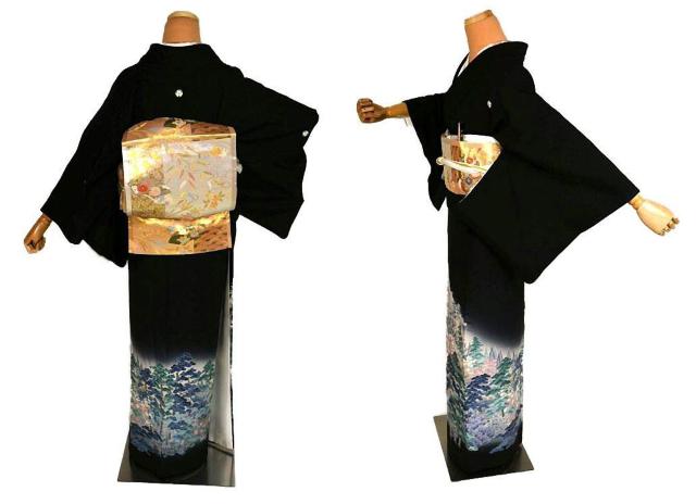 黒留袖 最高峰 新品同様 十日町友禅作家 岡村蒼風 暈し染め 風景文 花柄 比翼付 身丈157.5cm 裄丈63cm T3678 < 女性ファッション 黒留袖 最高峰 新品同様 十日町友禅作家 岡村蒼風 暈し染め 風景文 花柄 比翼付 身丈157.5cm 裄丈63cm T3678 < 女性ファッションの