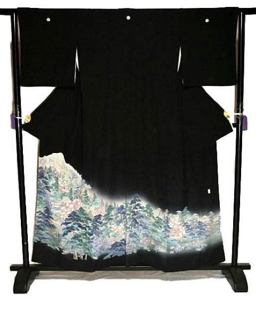 黒留袖 最高峰 新品同様 十日町友禅作家 岡村蒼風 暈し染め 風景文 花柄 比翼付 身丈157.5cm 裄丈63cm T3678 < 女性ファッション 黒留袖 最高峰 新品同様 十日町友禅作家 岡村蒼風 暈し染め 風景文 花柄 比翼付 身丈157.5cm 裄丈63cm T3678 < 女性ファッションの