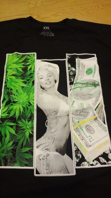 CALIFORNIAMarilzn 100$ マリファナプリント 黒 サイズ2XL XXL N < 男性ファッション  CALIFORNIAMarilzn 100$ マリファナプリント 黒 サイズ2XL XXL N < 男性ファッションの