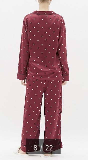 GU・猫キャットフェイス柄ワインレッドサテン長袖パジャマ < ブランド GU・猫キャットフェイス柄ワインレッドサテン長袖パジャマ < ブランドの