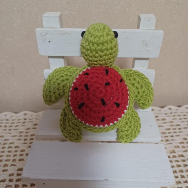 ☆Hand made☆  海ガメちゃんbaby B*西瓜Ver.*あみぐるみ < ペット/手芸/園芸  ☆Hand made☆  海ガメちゃんbaby B*西瓜Ver.*あみぐるみ < ペット/手芸/園芸の