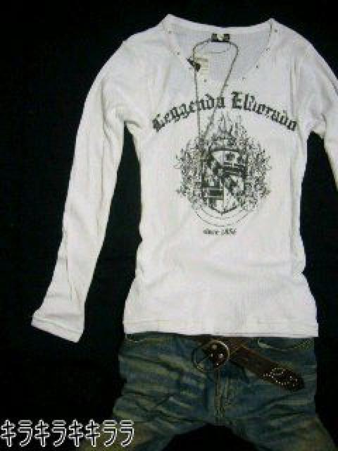 《New》クロスネックレス付★テレコ&スタッズプリ* ロンTee<ホワイトL> < 男性ファッション 《New》クロスネックレス付★テレコ&スタッズプリ* ロンTee<ホワイトL> < 男性ファッションの