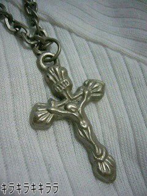 《New》クロスネックレス付★テレコ&スタッズプリ* ロンTee<ホワイトL> < 男性ファッション 《New》クロスネックレス付★テレコ&スタッズプリ* ロンTee<ホワイトL> < 男性ファッションの